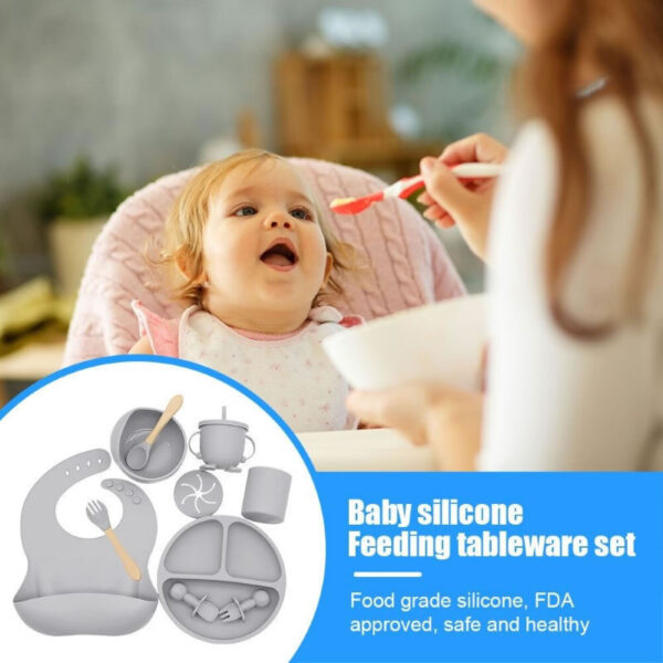 Juego de alimentacion de bebe de silicona 10 piezas sin BPA - Imagen 7