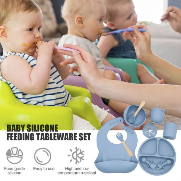 Juego de alimentacion de bebe de silicona 10 piezas sin BPA - Imagen 8