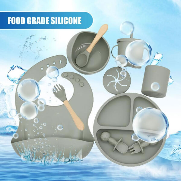 Juego de alimentacion de bebe de silicona 10 piezas sin BPA - Imagen 11