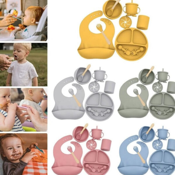 Juego de alimentacion de bebe de silicona 10 piezas sin BPA - Imagen 13