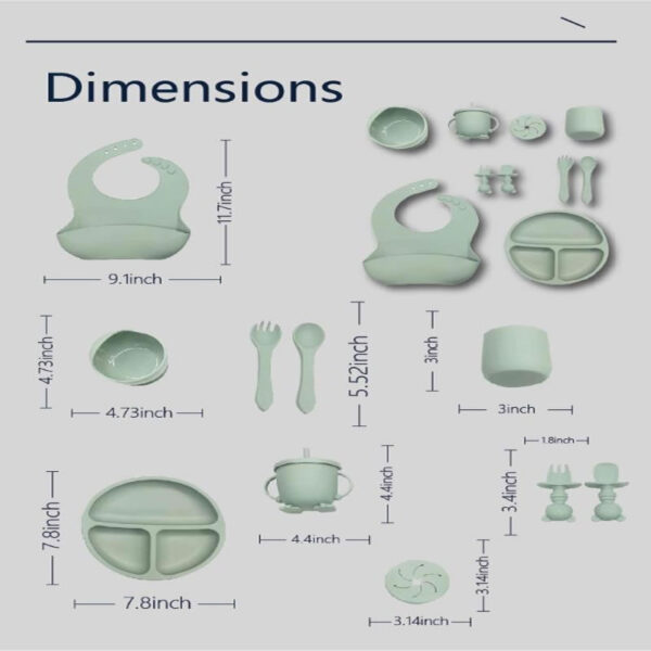 Juego de alimentacion de bebe de silicona 10 piezas sin BPA - Imagen 15