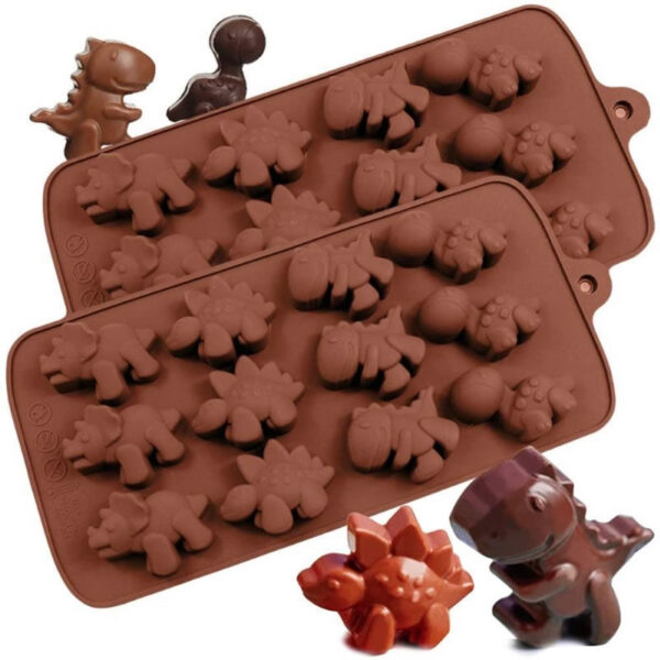 Molde Dinosaurios Silicona Chocolate