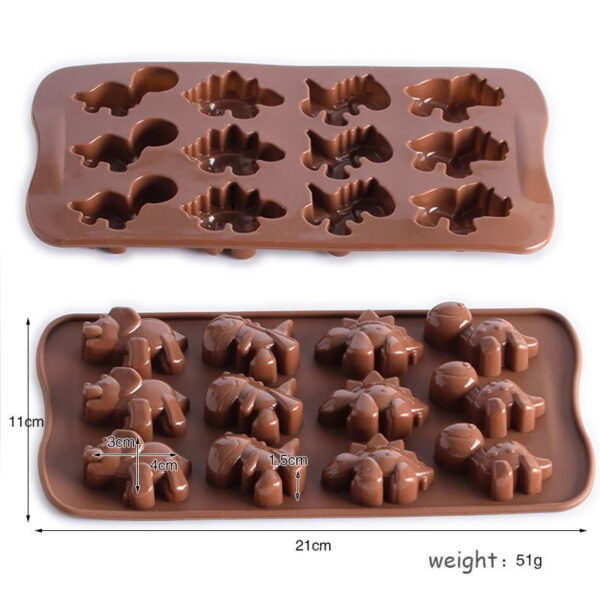 Molde Dinosaurios Silicona Chocolate - Imagen 2