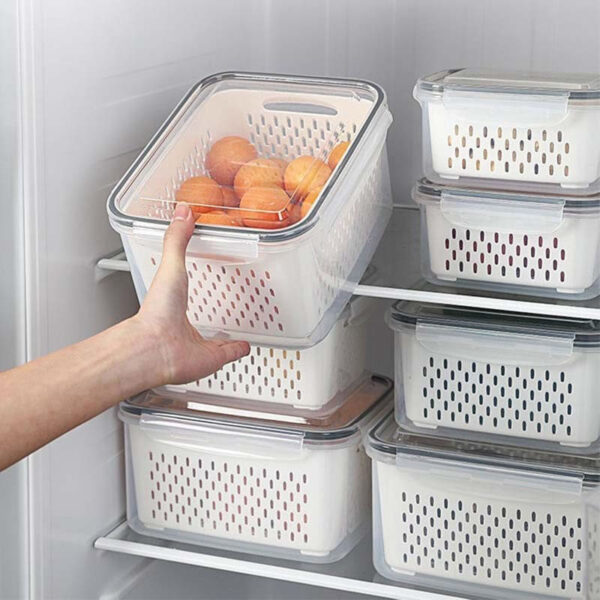 Set de 3 Contenedores de Alimentos Nevera Refrigerador con Tapa - Imagen 3