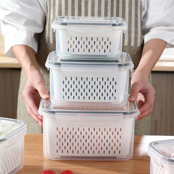 Set de 3 Contenedores de Alimentos Nevera Refrigerador con Tapa - Imagen 4