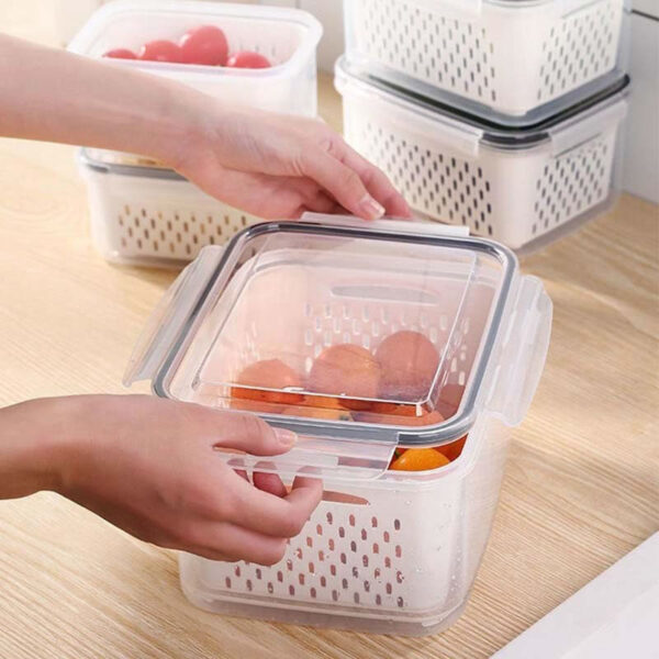 Set de 3 Contenedores de Alimentos Nevera Refrigerador con Tapa - Imagen 5