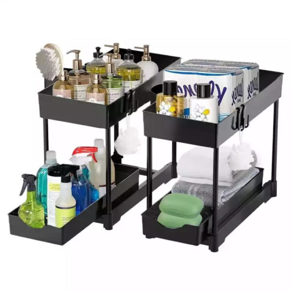 Organizador de bandeja de extracción de botellas de limpieza de cocina de 2 niveles - Imagen 6