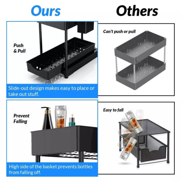 Organizador de bandeja de extracción de botellas de limpieza de cocina de 2 niveles - Imagen 7