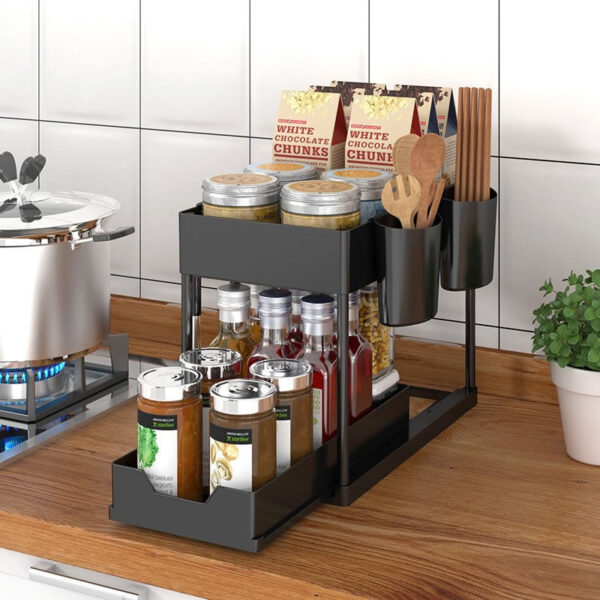 Organizador de bandeja de extracción de botellas de limpieza de cocina de 2 niveles - Imagen 8