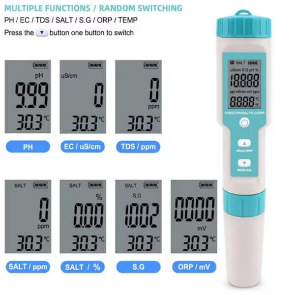 Medidor Multiparametro 7 en 1 Orp Salinidad - Imagen 2