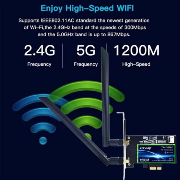 Tarjeta Pci-e Bluetooth 4.0 Wifi 1200Mbps Doble Banda - Imagen 3