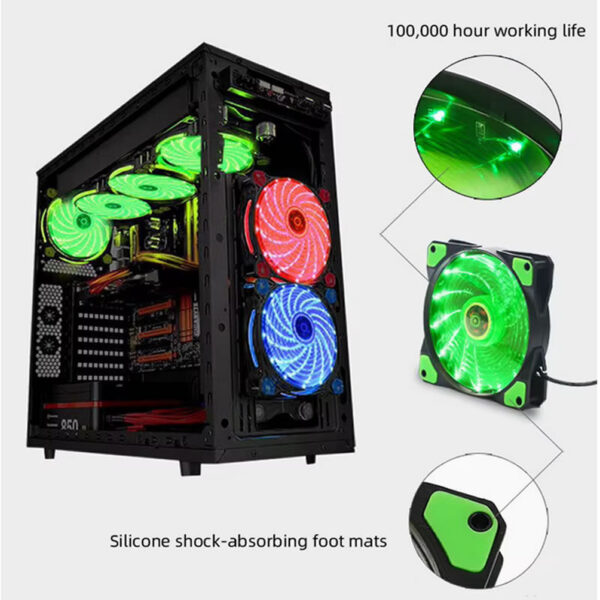 Ventilador Fan Cooler 12cm 120mm Azul Rojo Rgb Multicolor Gamer Pro - Imagen 7