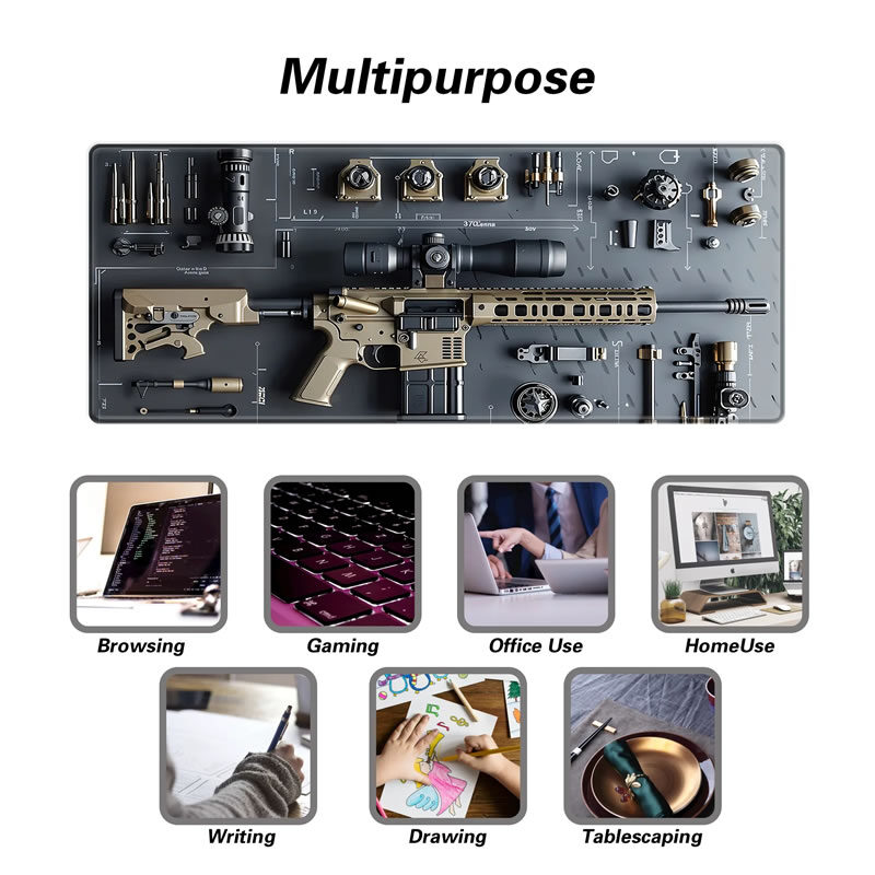 Mouse Pad Gamer XL 800 x 300 x 3mm - Gun - Imagen 3